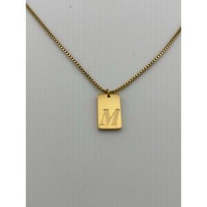 GIFT4U Gold Tone Initial M Pendant Necklace Box Chain New In Box Gift